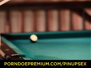 PINUP orgy - Foxy sweetheart slit poked on the pool table