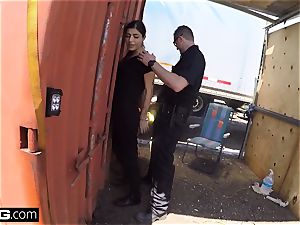 smash the Cops Latina dame caught deep throating a cops pipe
