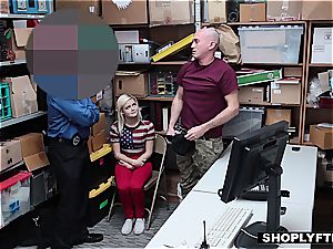 blondie shoplifter is boinked in front of her beau to escape the law